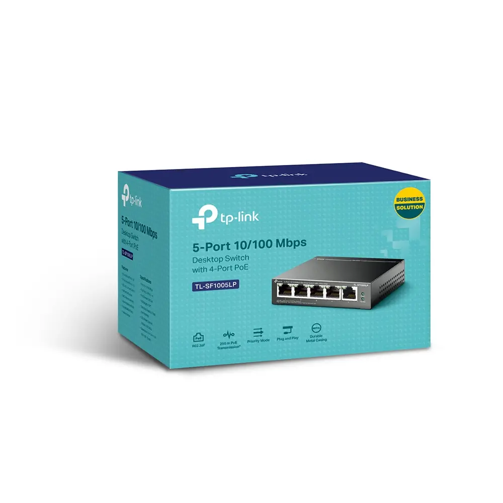Комутатор TP-LINK TL-SF1005LP, 5-порта 10/100M, 4 x PoE, неуправляем, метален - image 2