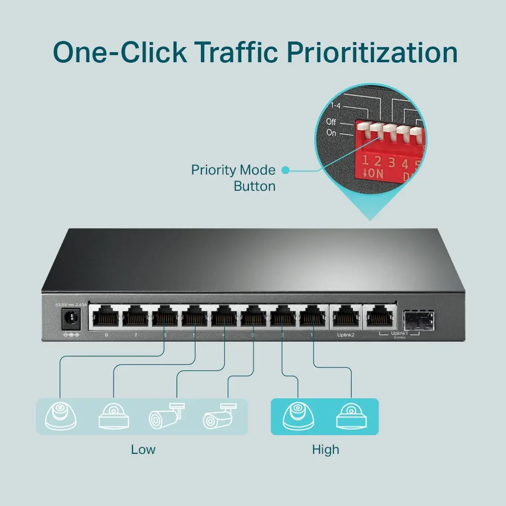 Switch TP-LINK TL-SG1210MP, 10xGbE RJ45, 8 θύρες PoE+, 1x SFP/RJ45 combo, 123W - image 5