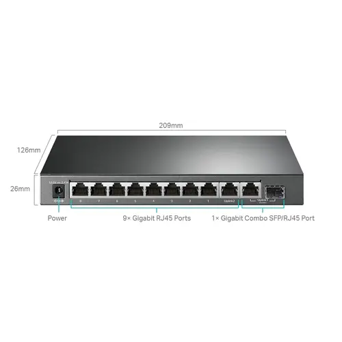 Комутатор TP-LINK TL-SG1210MPE, 10хGbE RJ45, 8-Port PoE+, 1x SFP/RJ45 combo,123W - image 2