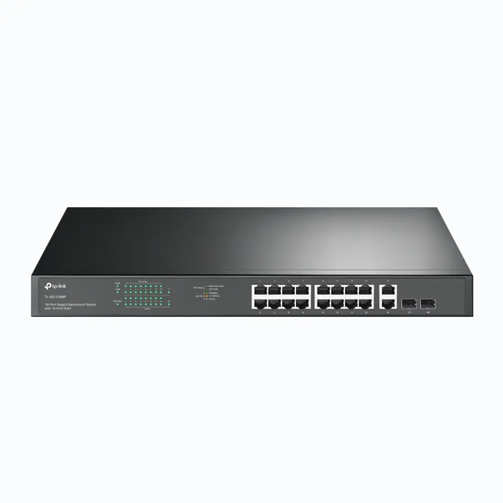 Комутатор TP-LINK TL-SG1218MP, 16х GbE RJ45 PoE+ порта, 2x SFP порта, 250W макс