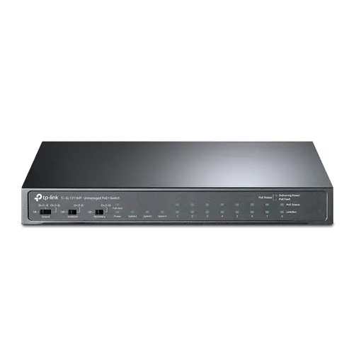 Комутатор TP-LINK TL-SL1311MP, 8xFE PoE+ портa, 2xGbE, 1xSFP, неуправляем, 124W