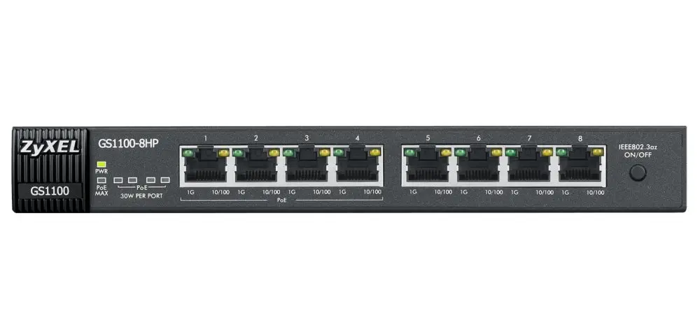 Switch ZyXEL GS1100-8HP, 8x porturi GbE, 4x PoE+, nemanagement, de birou - image 1