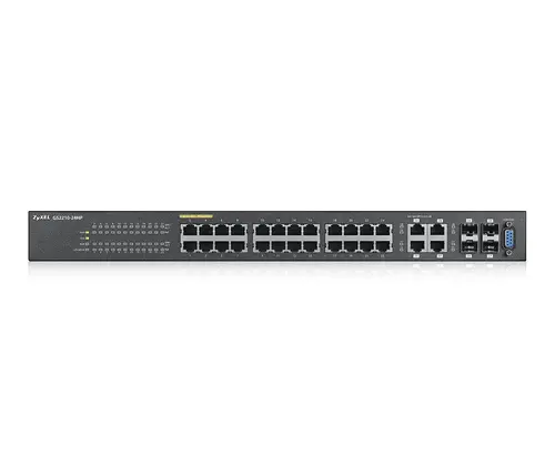 Комутатор ZyXEL GS2210-24HP, 24x GbE PoE+ порта + 4x SFP/RJ45, L2+, IGMP, MVR, D - image 1