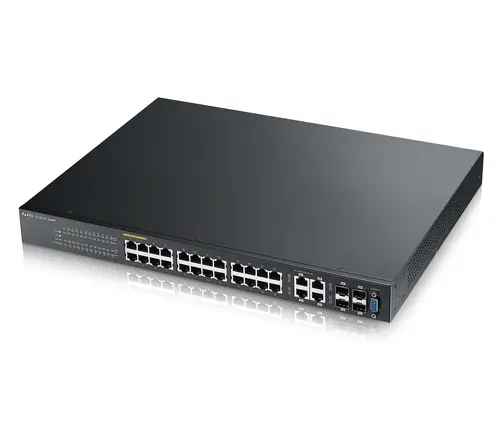Комутатор ZyXEL GS2210-24HP, 24x GbE PoE+ порта + 4x SFP/RJ45, L2+, IGMP, MVR, D