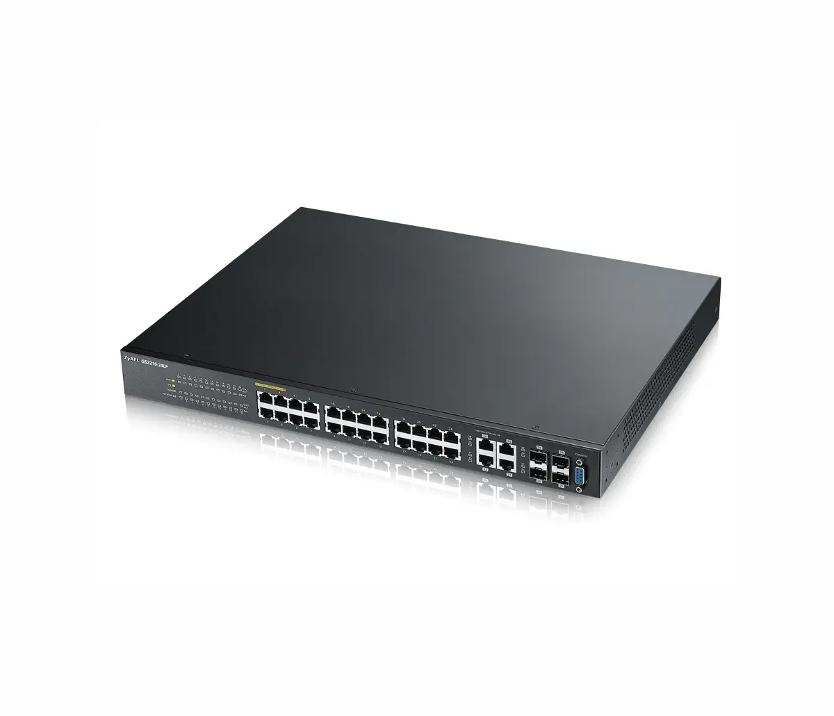 Switch ZyXEL GS2210-24LP, 24x porturi GbE PoE+ + 4x SFP/RJ45, L2+, IGMP, MVR, D