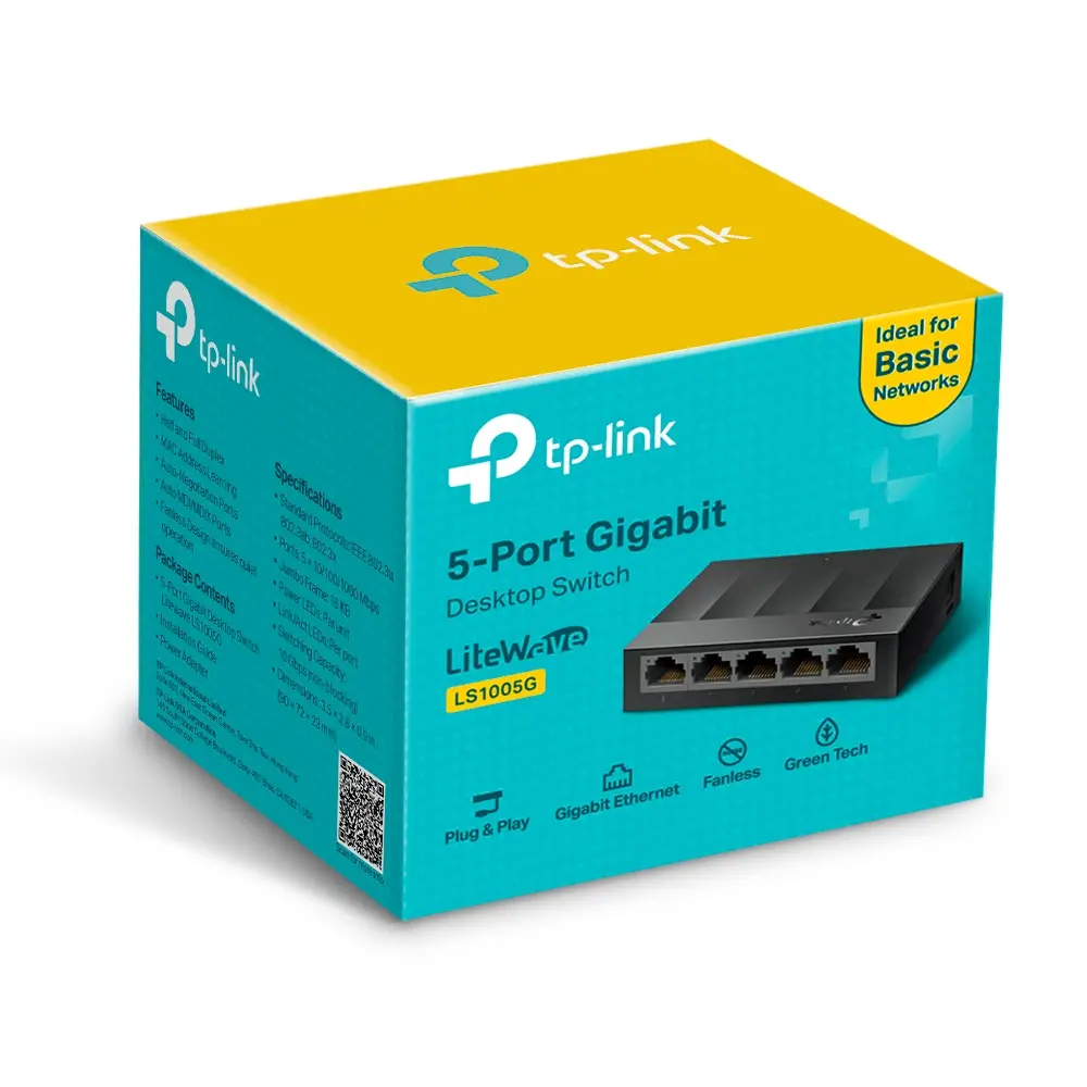 Switch TP-LINK LS1005G, 5x GbE θύρες, μη διαχειριζόμενο, επιτραπέζιο - image 2