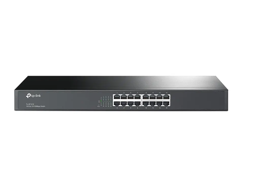 Комутатор TP-LINK TL-SF1016, 16-порта RJ45 10/100Mbps, неуправляем, 19'' за шкаф