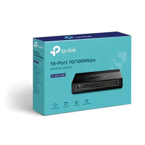 Комутатор TP-LINK TL-SF1016D, 16-порта RJ45 10/100Mbps, неуправляем, настолен - image 3