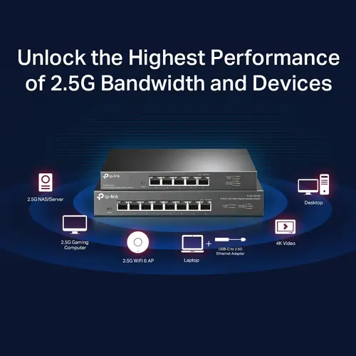 Комутатор TP-Link TL-SG105-M2, 5x 2.5 Gbit, QoS, настолен, метален - image 3