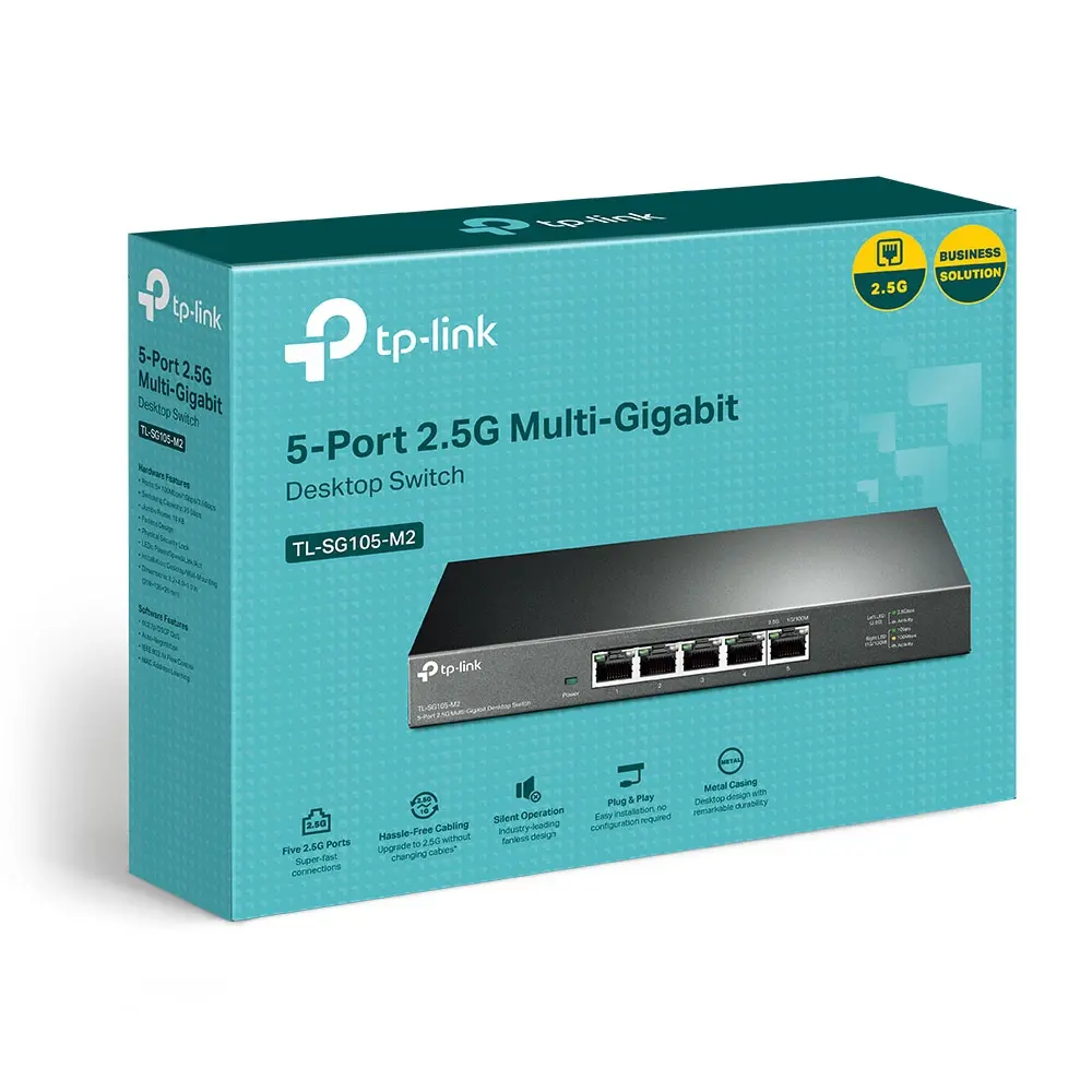 Комутатор TP-Link TL-SG105-M2, 5x 2.5 Gbit, QoS, настолен, метален - image 4