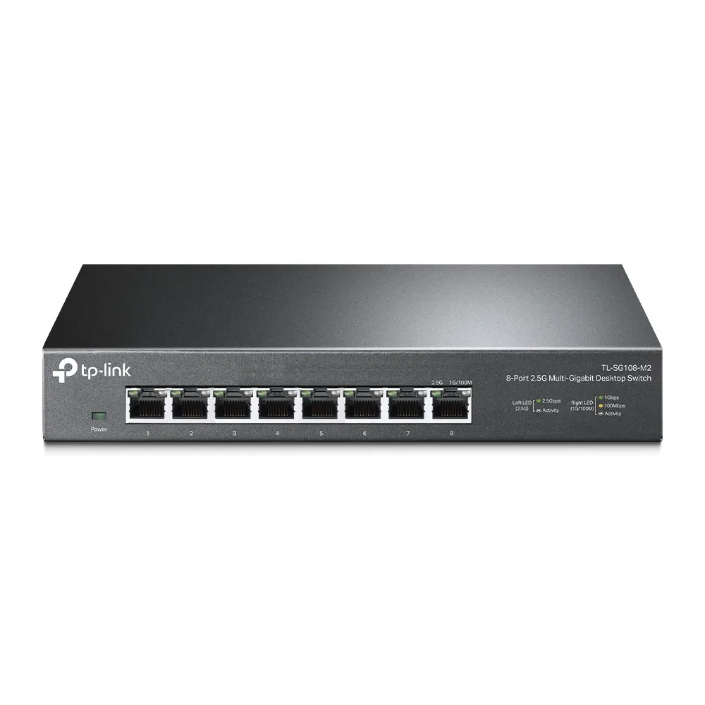 Комутатор TP-Link TL-SG108-M2, 8-port 2.5Gbit, настолен, 12 V/1A