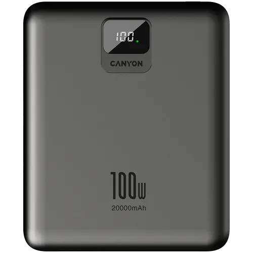 CANYON power bank PB-2008 LED FLAT 20000 mAh PD100W QC3.0 Dark Grey - image 1