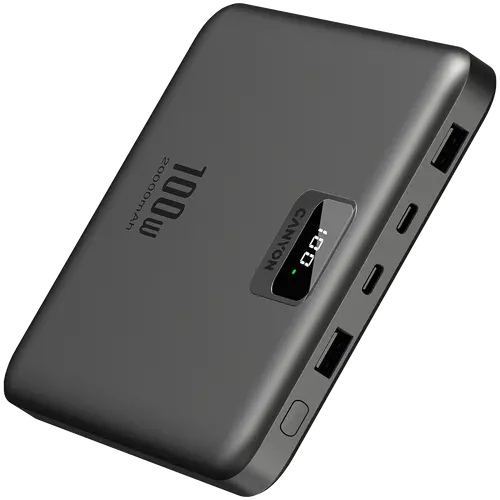 CANYON power bank PB-2008 LED FLAT 20000 mAh PD100W QC3.0 Dark Grey - image 2