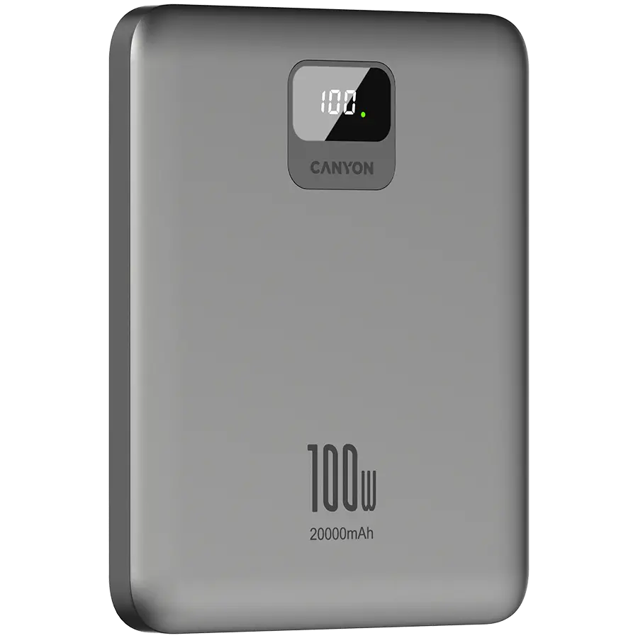 CANYON power bank PB-2008 LED FLAT 20000 mAh PD100W QC3.0 Dark Grey - image 4