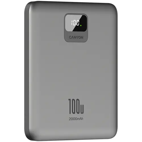 CANYON power bank PB-2008 LED FLAT 20000 mAh PD100W QC3.0 Dark Grey - image 4