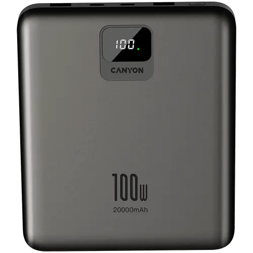 CANYON power bank PB-2008 LED FLAT 20000 mAh PD100W QC3.0 Dark Grey