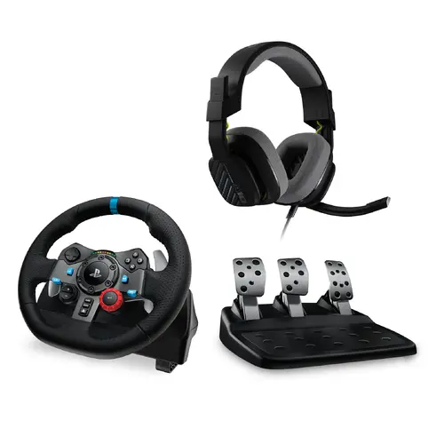 Τιμόνι, Logitech G29 Driving Force Racing Wheel για PlayStation 5 και PlayStation 4 - Μαύρο, Astro A10, PS5/PS4 - Λευκό - 1