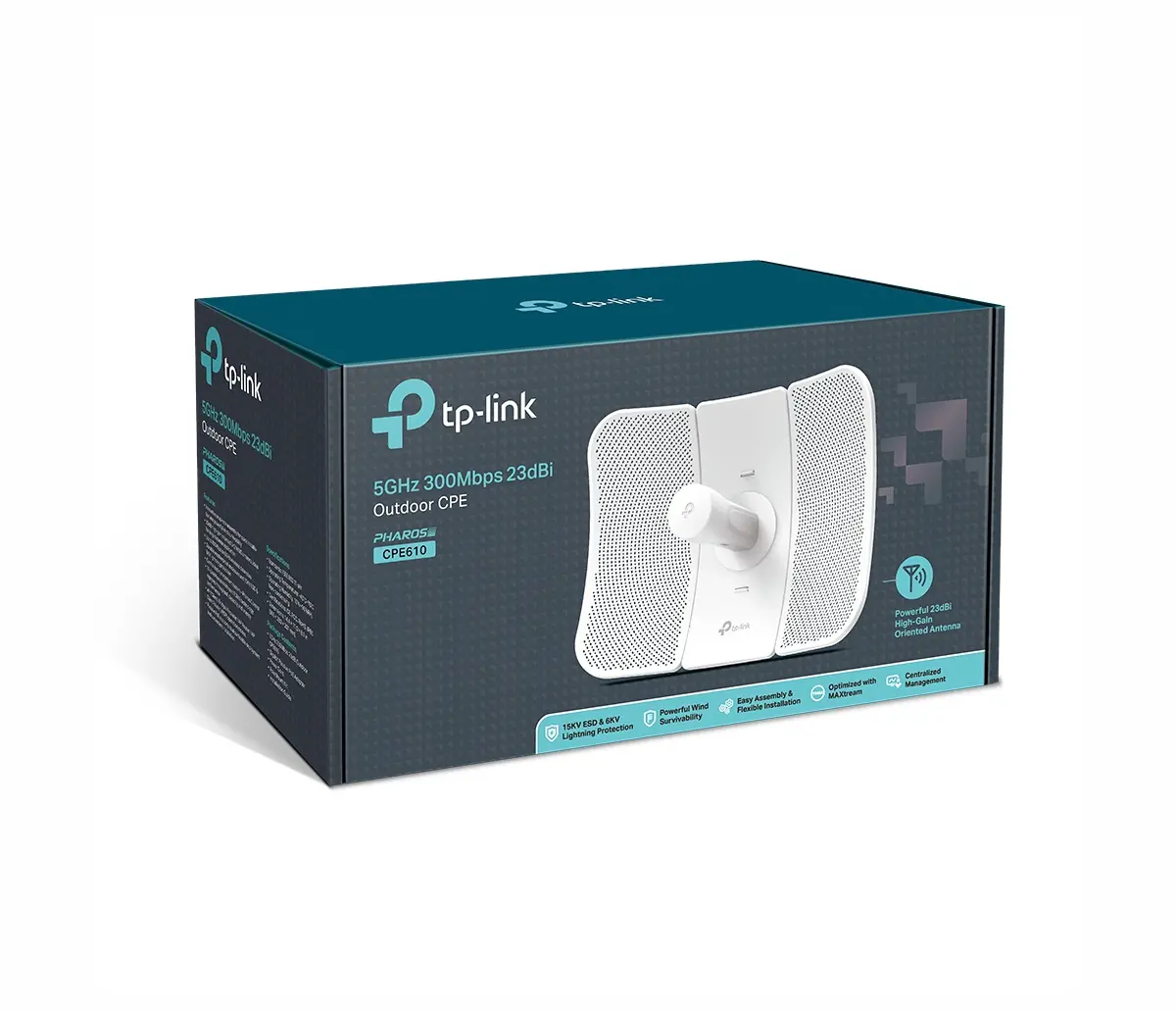 Tочка за достъп TP-LINK CPE610, 300Mbps, 5GHz, 27dBm, 23dBi антена, външен монта - image 2