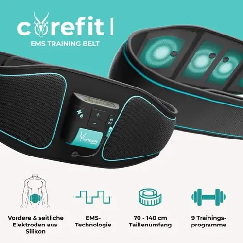 Aparat de masaj, Beurer Antelope Corefit I, Antrenament EMS eficient al mușchilor abdominali centrali și laterali; Electrozi: 2x mușchi abdominali - 3