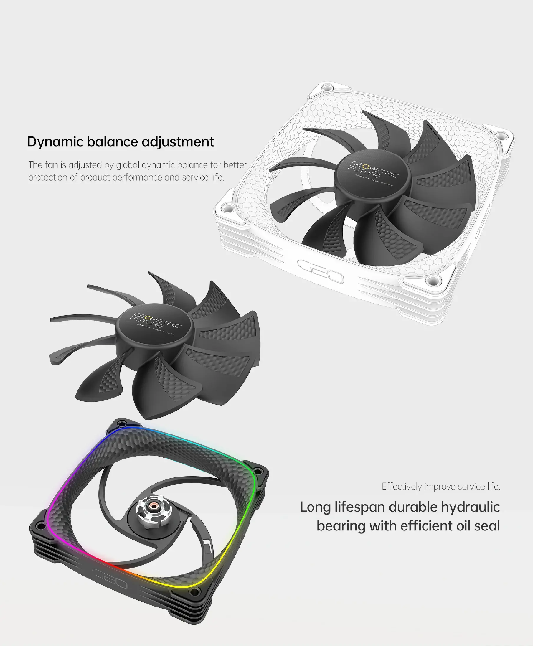 Geometric Future вентилатор Squama 2503R, REVERSE Fan, 120mm, ARGB, White - image 14