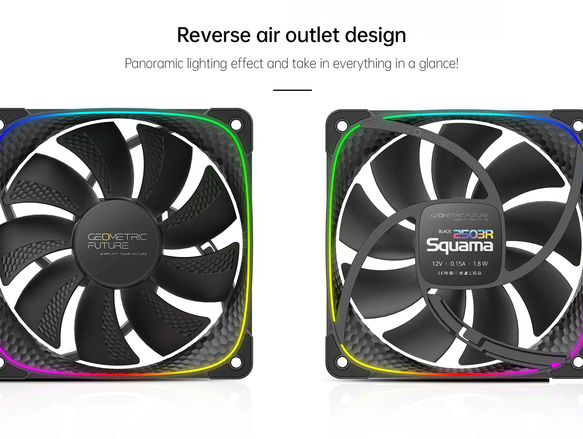 Geometric Future вентилатор Squama 2503R, REVERSE Fan, 120mm, ARGB, White - image 9