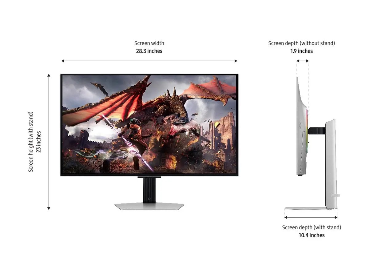 Монитор, Samsung 32DG802 32" Odyssey SMART OLED G8 , 240Hz, 0.3ms, 3840x2160, DP, 2xHDMI, USB Hub, Silver - image 2