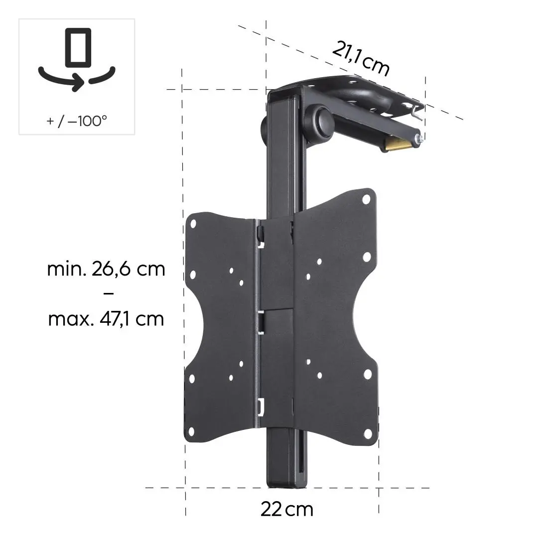 HAMA Стойка за TV за монтаж на таван, 117 cm (46") , до 20 кг, 220876 - image 12