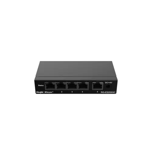 Switch Ruijie RG-ES205GC-P, 4xGbE PoE+, 1xGbE, 54W, până la 16 VLAN, de birou - 3