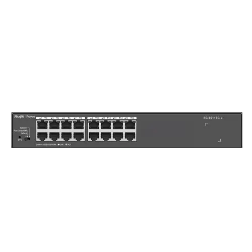 Switch Ruijie RG-ES116G-L, 16 x GbE, metalic, de birou - 1