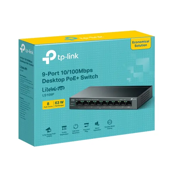 Комутатор TP-Link LS109P 9-портов 10/100Mbps с 8-портов PoE+ - image 3