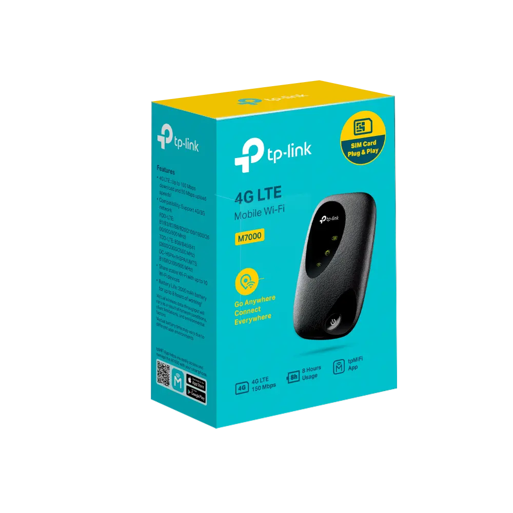 Безжичен рутер , TP-Link М7000 , 4G, мобилен, 2.4GHz (300 Mbps), WiFi , USB, SIM - image 3