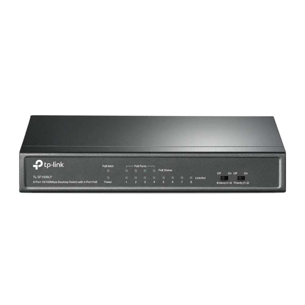 Switch TP-LINK TL-SF1008LP, 8 θυρών 10/100M, 4 x PoE, μη διαχειρίσιμο, μεταλλικό