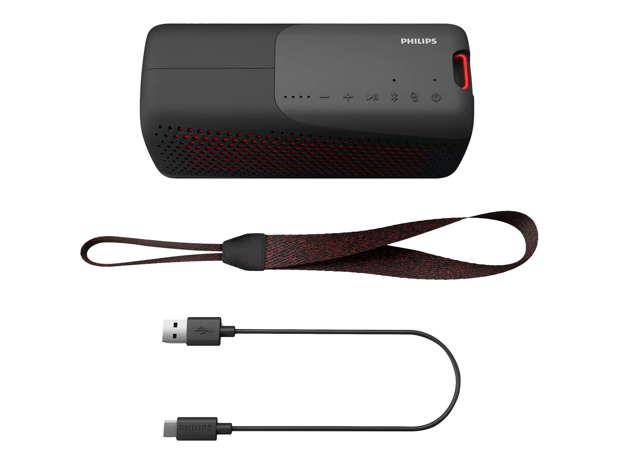 PHILIPS Bluetooth безжична портативна колонка с микрофон акумулаторна батерия RMS 10W IP67 до 12 часа време за възпроизвеждане