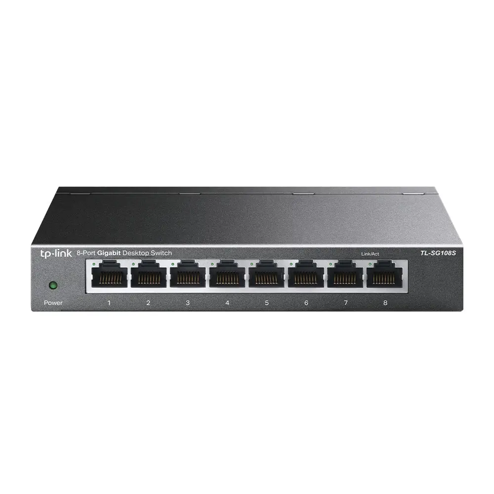 Комутатор TP-Link TL-SG108S, 8-port Gbit, QoS, IGMP snooping, настолен, метален