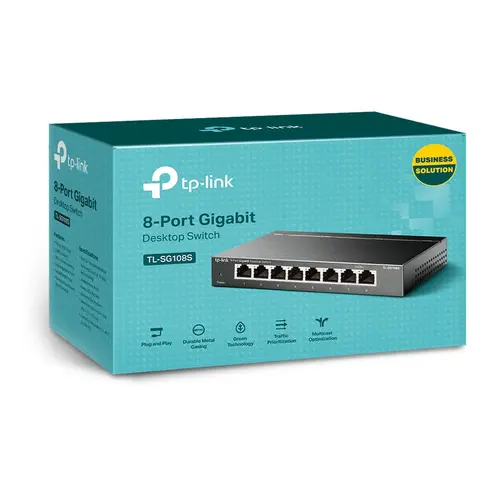 Комутатор TP-Link TL-SG108S, 8-port Gbit, QoS, IGMP snooping, настолен, метален - image 2
