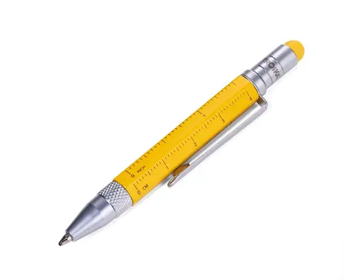 Многофункционална метална химикалка TROIKA LILIPUT TOOL PEN, жълта