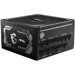 MSI MAG A1250GL PCIE5 Power Supply 1250W, 80 PLUS Gold, 135 mm Fan Size, Protections: OCP/OVP/OPP/OTP/SCP/UVP, Active PFC Design, Flat Cable Equipment, Dimensions: 150mmx150mmx86mm, 5Y Warranty
