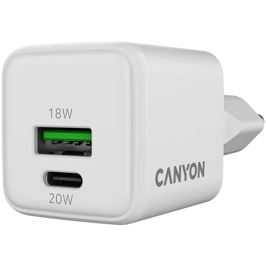 CANYON charger CU20AC GaN 20W 1xPD 1xQC EU White - image 2
