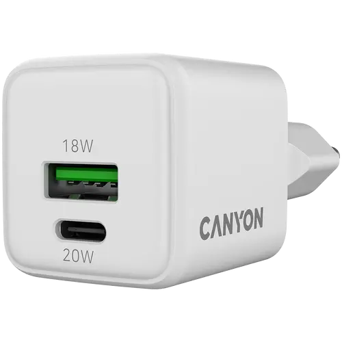 CANYON charger CU20AC GaN 20W 1xPD 1xQC EU White - image 2