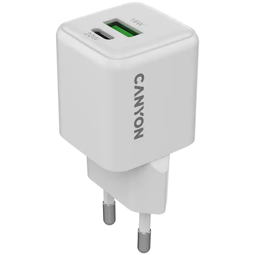 CANYON φορτιστής CU20AC GaN 20W 1xPD 1xQC EU Λευκό - 1