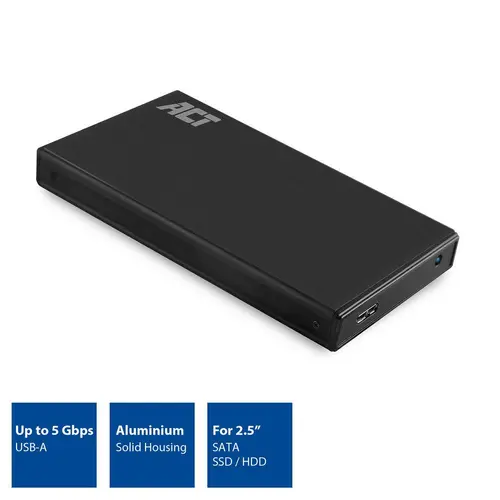 Carcasă pentru hard disk ACT AC1200, SATA, 2.5", USB-A 3.2 Gen1, Neagră - 2