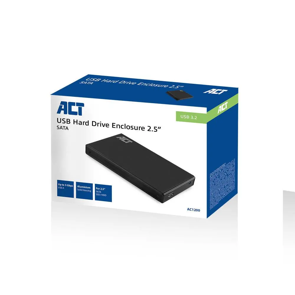 Carcasă pentru hard disk ACT AC1200, SATA, 2.5", USB-A 3.2 Gen1, Neagră - image 2