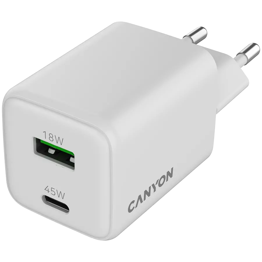 CANYON charger CU45AC GaN 45W 1xPD 1xQC EU White - image 3