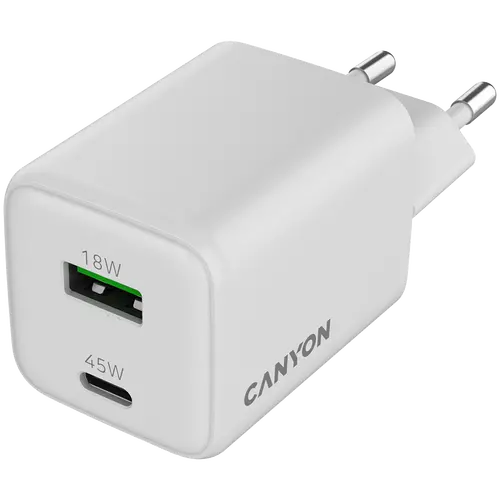 CANYON charger CU45AC GaN 45W 1xPD 1xQC EU White - image 3