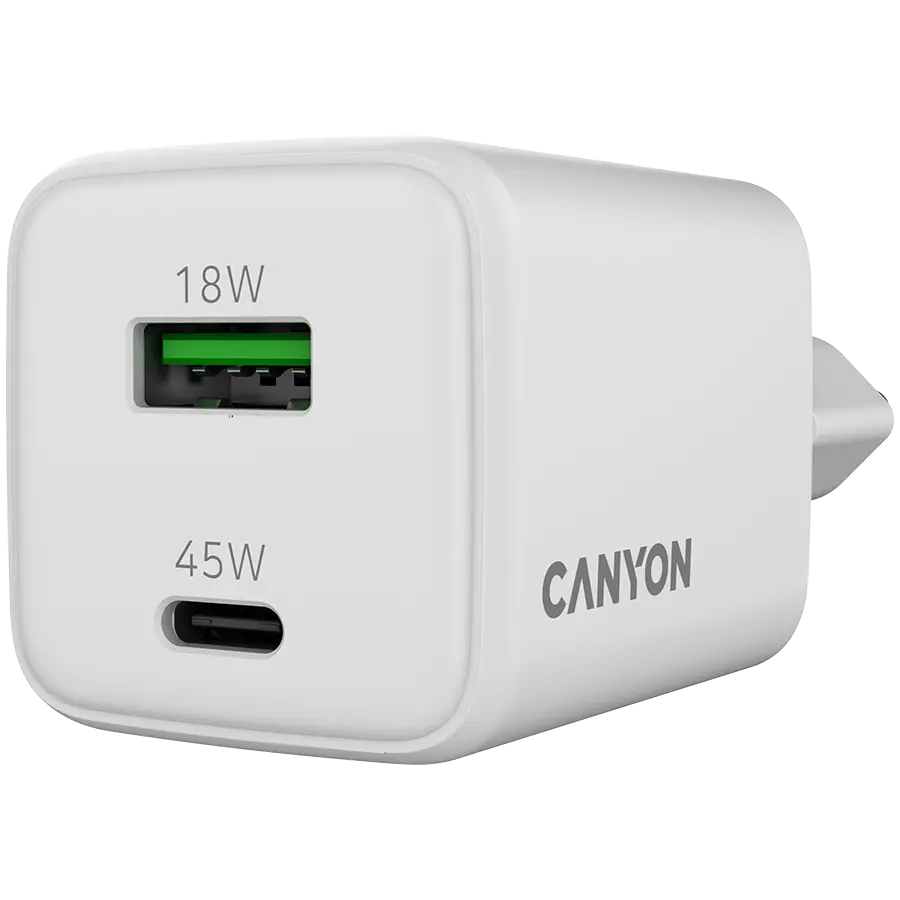 CANYON charger CU45AC GaN 45W 1xPD 1xQC EU White - image 4