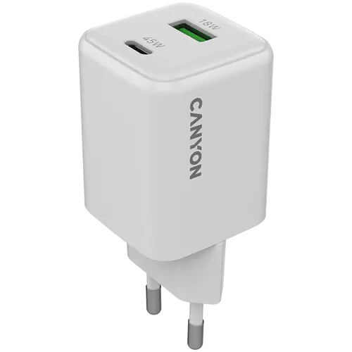 CANYON charger CU45AC GaN 45W 1xPD 1xQC EU White