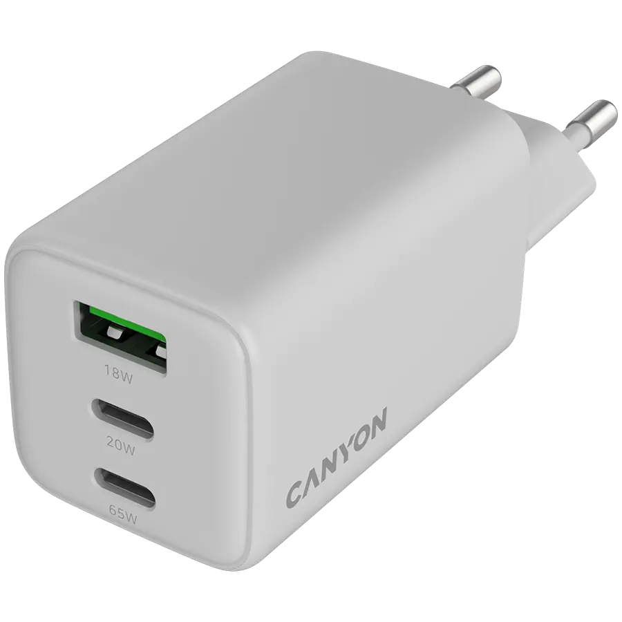CANYON charger CU65ACC GaN 65W 2xPD 1xQC EU White - image 3
