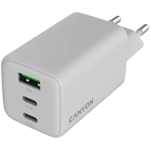 CANYON charger CU65ACC GaN 65W 2xPD 1xQC EU White - image 3