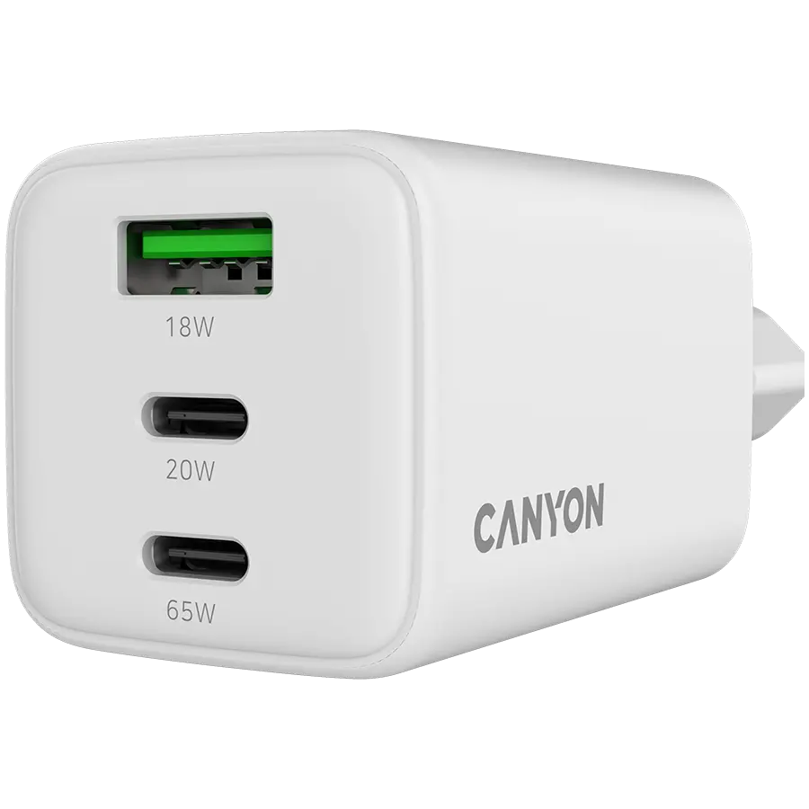 CANYON charger CU65ACC GaN 65W 2xPD 1xQC EU White - image 4