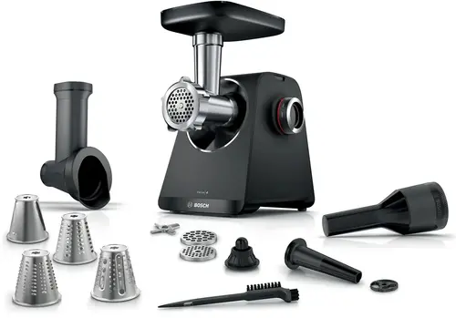 Κρεατομηχανή, Bosch MFWS440B, Κρεατομηχανή - MultiPower 1900 W, Πλανητικό κιβώτιο ταχυτήτων, 2,5 kg/min, εξάρτημα kebbe, εξάρτημα για λουκάνικα - 1